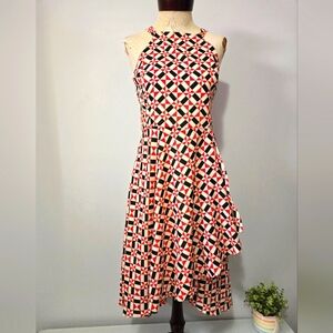 EVA FRANCO Anthropologie Geometric Patterned Halter Dress. Size M